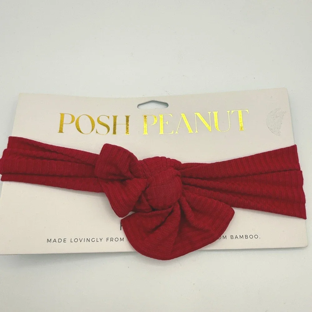 Posh Peanut Headwrap Girls 0-3M Red Ribbed Knit Bamboo Hair Accessory NEW